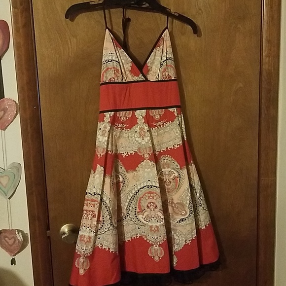 Red Black & White Sleeveless Party Dress Size 7 - Picture 1 of 4